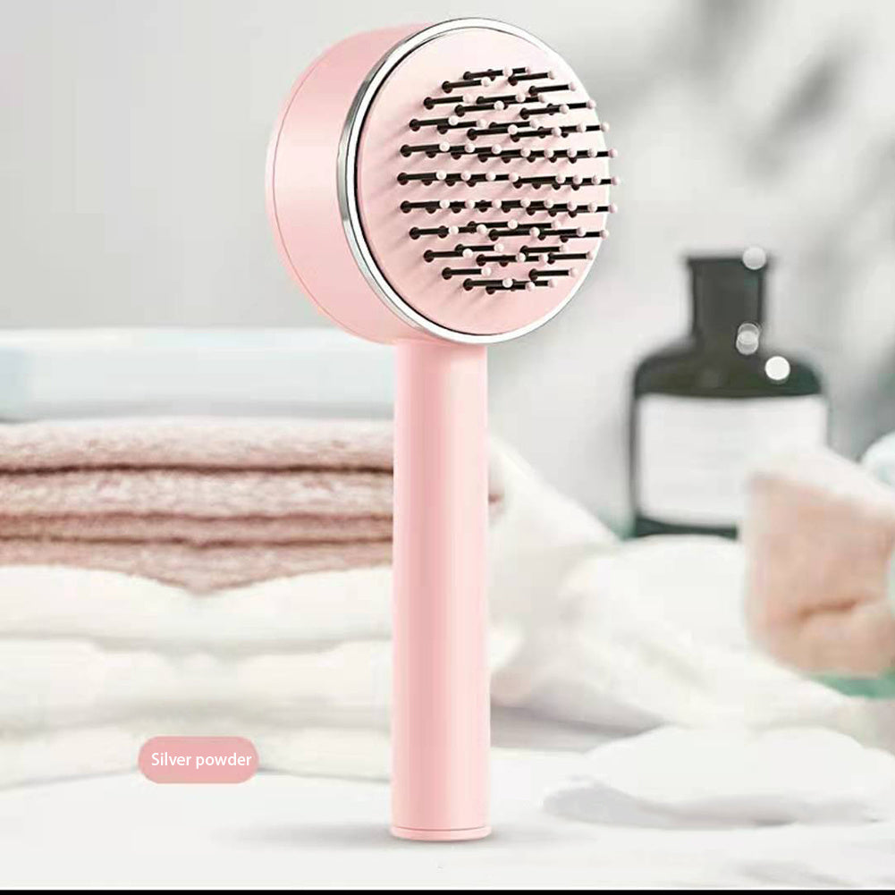 Round Self-cleaning Hairbrush