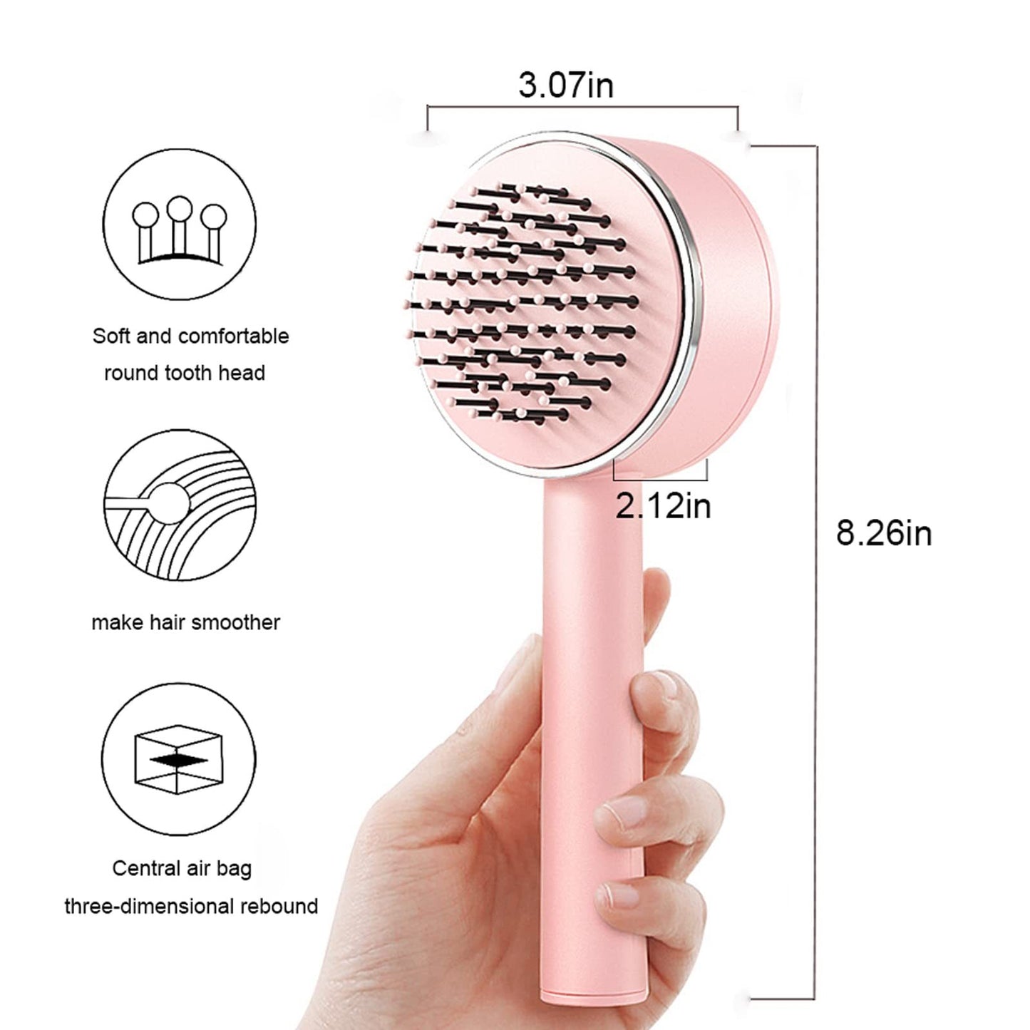 Round Self-cleaning Hairbrush