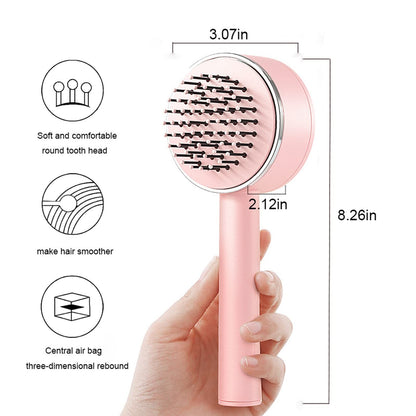 Round Self-cleaning Hairbrush