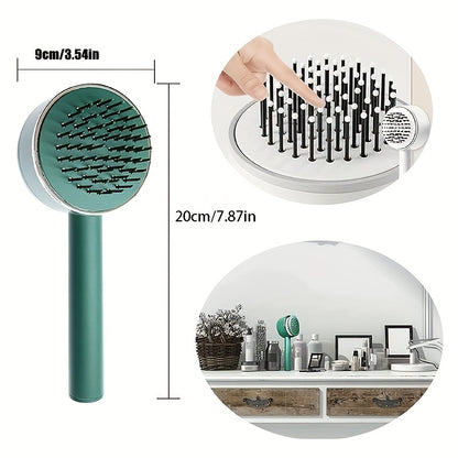 Round Self-cleaning Hairbrush