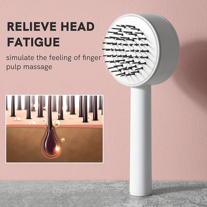 Round Self-cleaning Hairbrush