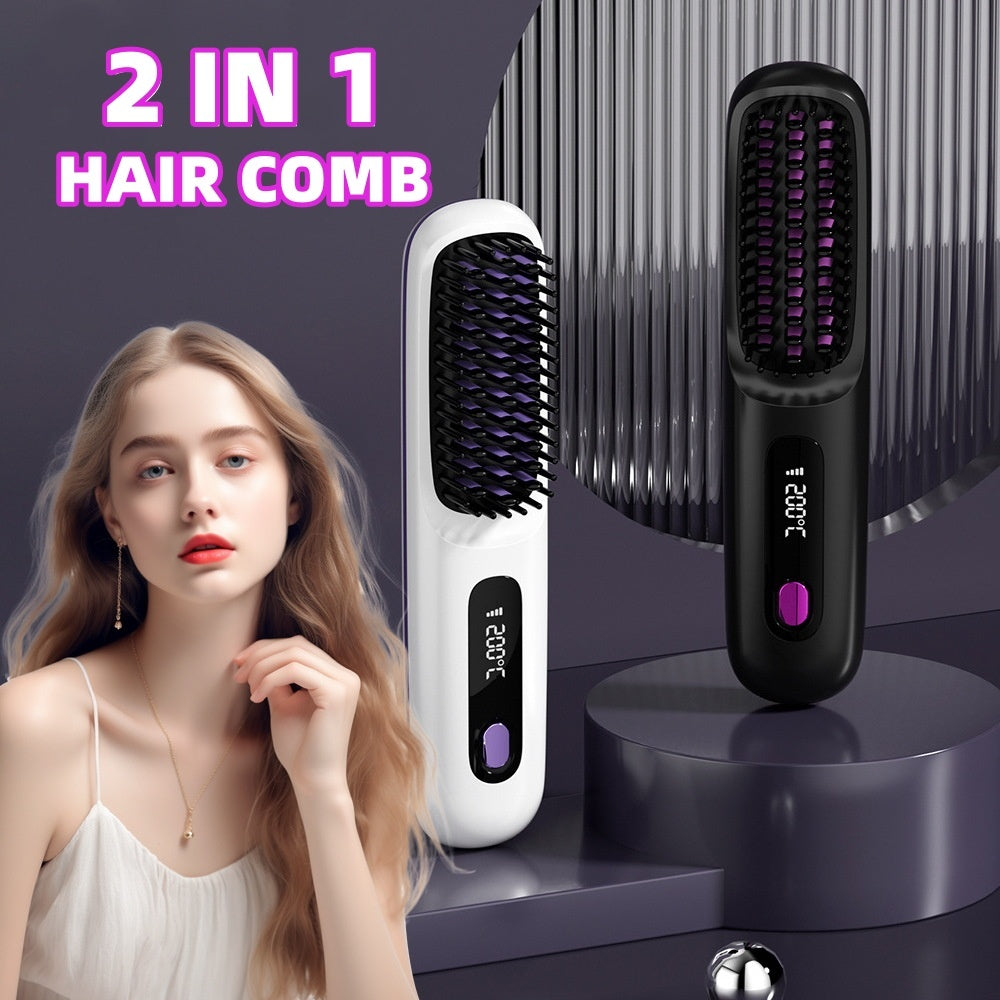 2-in-1 Wireless Straightening Brush